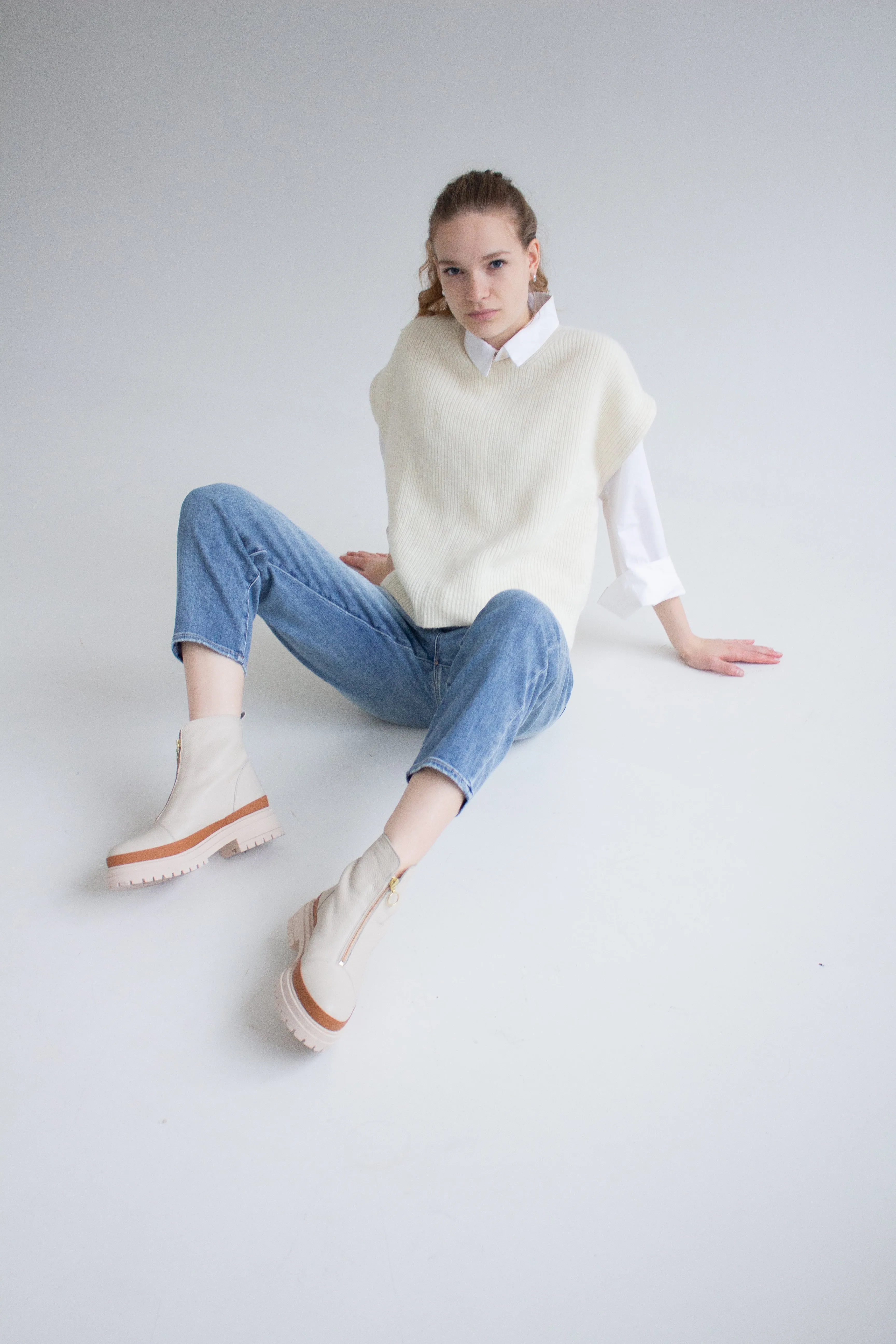Ivory Zip Boots