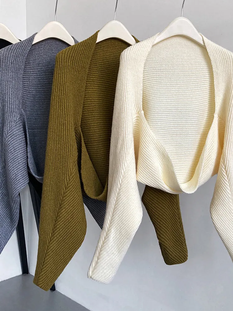 Touka Knitted Shrug Scarf - Cream