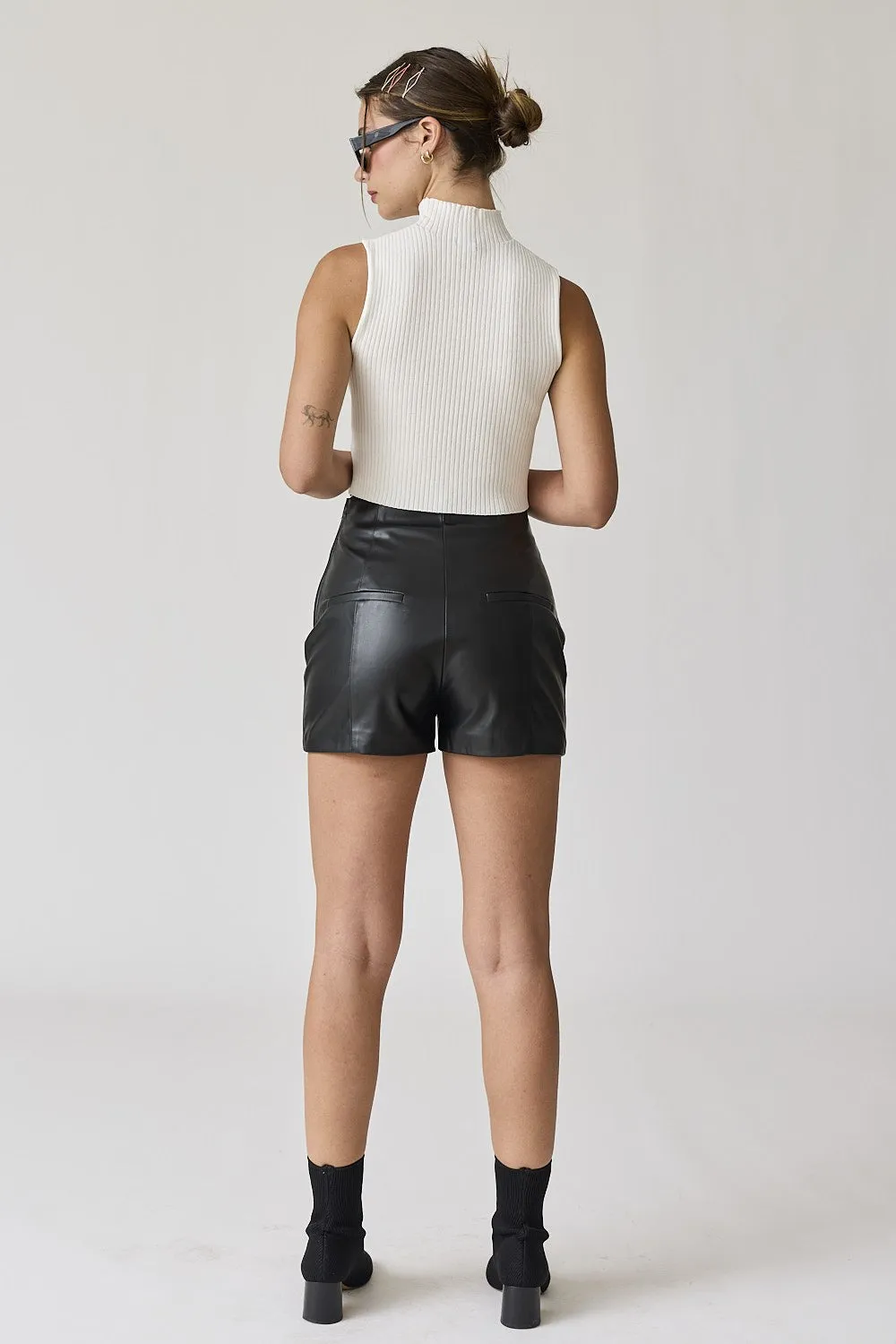Willow Crop Mock Neck RIb Top