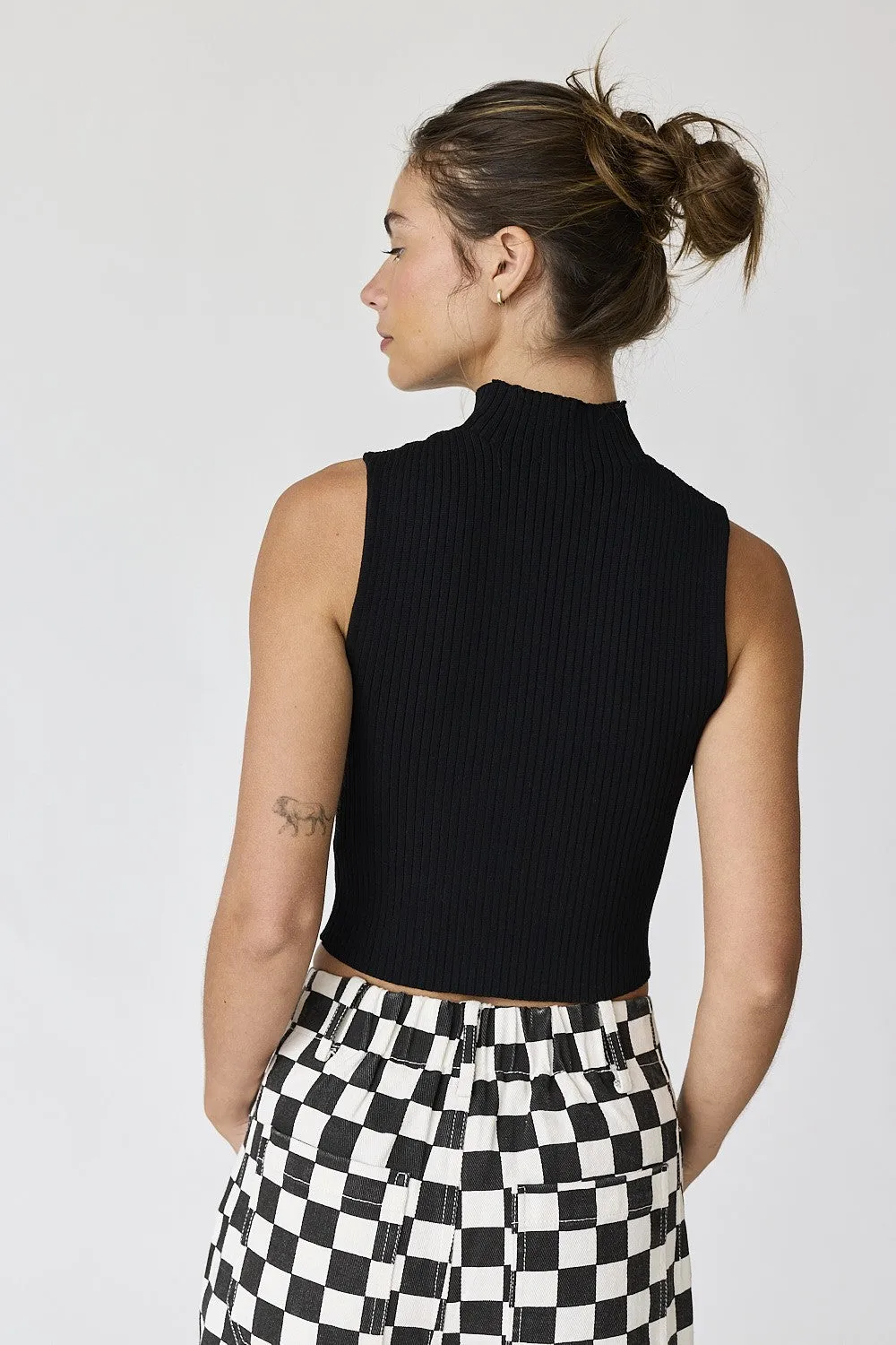 Willow Crop Mock Neck RIb Top