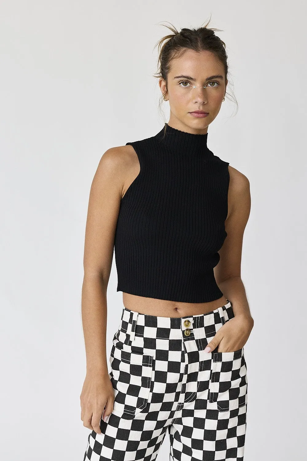 Willow Crop Mock Neck RIb Top